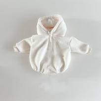 Unisex Infant Winter Hooded Onesie with Snap Crotch - Warm Plush Coverall 90 cm pieno baltumo spalva