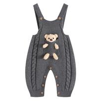 Unisex Naujagimio Meškiuko Megztos Medvilninės Kombinezoninės Kelnės Pavasariui ir Rudeniui - Super Mielas Dizainas 66 cm beige