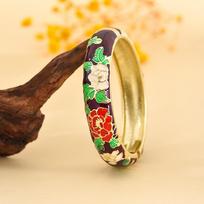 Mados apyrankė su cloisonné bijūno gėle - Puiki suvenyrinė dovana merginai ar mamai