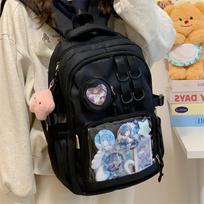 Anime stiliaus Ita kuprinė mergaitėms – Didelės talpos rankinė per petį vidurinių ir vyresniųjų klasių mokiniams Bag Only juoda