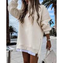 Oversized Zipper Detail Fleece Hoodie Sweatshirt S abrikosas