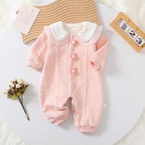 Cozy Autumn/Winter Baby Girl Onesie: Fleece-Lined, Thickened Romper with Embroidered Flowers for Outdoor Crawling 90 cm