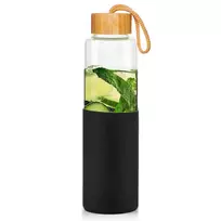 Stiklinis vandens butelis su silikoniniu dangteliu 600 ml