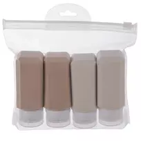 Kelioniniai buteliukai su dėklu, silikoniniai, 90 ml, 5 vnt.