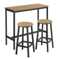 Pramoninis baro stalas su 2 kėdėmis, 100 × 40 × 90 cm, metalas, ruda – LBT219B88