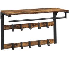 Leobert LCR201B01 sieninė lentyna su kabliukais, 80 x 42 x 30 cm, ruda metalinė