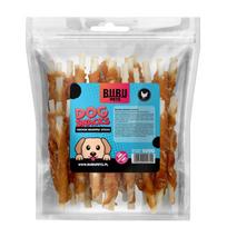 Bubu Pets soft chicken breast on rawhide sticks 500g skanėstas šunims buivolo oda apvyniota vištienos mėsa