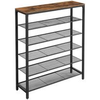 Modernus metalinis batų stovas, rudas – 8 aukštų atvira lentynų konstrukcija (100×30×110 cm)