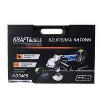 Akumuliatorinis kampinis šlifuoklis KD3405, 21 V + 2 akumuliatoriai, įkroviklis, lagaminas