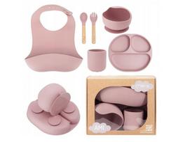 Silikoninis kūdikių indų rinkinys MoMi Ami, pink