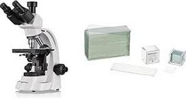 "Bresser BioScience Trino" trinokulinis mikroskopas 40 x 1000x padidinimas ir mikroskopo stikleliai 76 x 26 Pakuotė po 50 vnt. ir dengiamieji stikleliai 18 x 18 mm Pakuotė po 100 vnt.