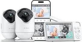 "Dr.Care VistaView" išmanusis WLAN kūdikių monitorius su kamera, 5 colių 1080P HD, 2K kamera, programėlės valdymas, judesio ir verksmo signalas, naktinis matymas, 5000 mAh, dvipusis garsas, 390 m atstumas (5 colių kūdikių monitorius + 2