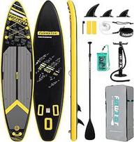 "FunWater" 10'6" ir 11'6" stovinčios irklentės Daugiafunkcinės irklentės su plunksnomis, kaulų švinas, SUP pompa, irklas, kuprinė, visiems įgūdžių lygiams (11'6" Paw Track Black)