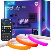 "Govee" neoninė LED juosta grindjuostei, 3 m RGBIC LED juosta, tinkanti sienų linijoms ir kampams, sinchronizuojama su muzika, galima pjaustyti pagal dydį, neoninė šviesos dekoracija svetainei, koridoriui, miegamajam
