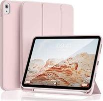 "iPad" (A16) 11/10 kartos 2025/2022, 10,9 colio su pieštuko laikikliu, minkštas TPU smūgiams atsparus galinis dangtelis, plonas dėklas "iPad 11/10" su trikampiu stovu, automatinio budėjimo/užmigimo funkcija, rožinis