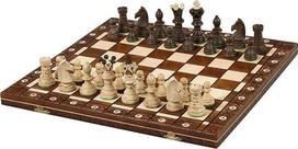 Aukštos kokybės dekoratyvinis rankų darbo didelis medinis šachmatų rinkinys Ambasadorius 52 cm x 52 cm - Sunrise Chess & Games