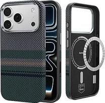 BENKS Magnetinis dėklas "iPhone 17 Pro" su kameros apsauga "Magsafe", "Aurora ArmorPro" mobiliojo telefono dėklas, pagamintas iš 600D + 1000D aramidinio pluošto ir TPU, patogus austi