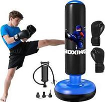 Bokso krepšys vaikams, Qoosea Punch Bag stovintis pripučiamas stovintis Punch Bag su bokso pirštinėmis UNE siurblys, dovana berniukams ir mergaitėms nuo 3-12 metų praktikuoti karatė, kikbokso, taekvondo