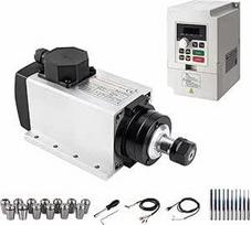 CNC suklio variklio rinkinys, 220V 2.2KW 2200W oru aušinamo variklio suklys Kvadratinis CNC variklio suklys + 2.2KW VFD + 13 vnt. ER20 spaustuvų + maitinimo kabelis + grąžtas