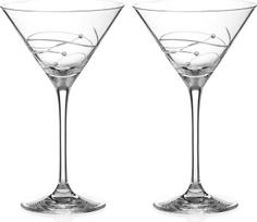 DIAMANTE Swarovski Martini Prosecco spiralinės kokteilių taurės, rankomis šlifuotas krištolas su kristalais dovanų dėžutėje
