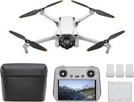 DJI Mini 3 Fly More Combo (DJI RC) - lengvas ir sulankstomas mini kameros dronas su 4K HDR vaizdo įrašu, 3 baterijos 114 minučių skrydžio laiko