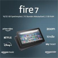 Sertifikuota ir atnaujinta planšetė "Fire 7", 7 colių ekranas, 16GB, modelis (2022), juoda su reklama