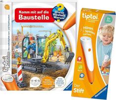 tiptoi Ravensburger rinkinys: Wieso? Weshalb? Warum? | Komm mit auf die Baustelle (Knyga vaikams) + 00110 Der Stift