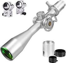 WestHunter Optics HD-N 6-24x50 FFP optinis taikiklis, 30 mm vamzdelis, pirmoji židinio plokštuma, graviruoto stiklo tinklelis, 1/8 MOA, tikslaus šaudymo taikiklis | Sidabrinė, Picatinny komplektas B