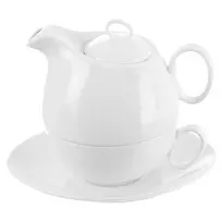 Arbatinukas su puodeliu ir lėkštute 600 ml baltas