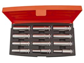 Galvučių rinkinys, įgilintų 1/2 12vnt. 10, 11, 12, 13, 14, 15, 16, 17, 18, 19, 20, 21 mm Bahco