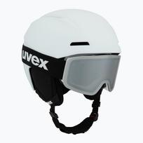 Vaikiškas slidinėjimo šalmas UVEX Viti Set + slidinėjimo akiniai Speedy Pro matt white/mirror silver/green/clear