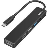 Hama USB-C Hub, 3x USB-A, USB-C, HDMI, black - USB hub 00200117