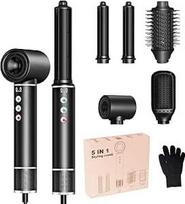 "Airstyler Hairstyler 5 in 1", plaukų stiliatorius su 110 000 aps/min plaukų džiovintuvu, 20 m/s oro srauto džiovintuvo šepetys, 320 mln. lonų plaukų stiliatoriaus rinkinys, garbanojimo žnyplė, tiesinimo šepetys, 340 g lengvas ir tylus