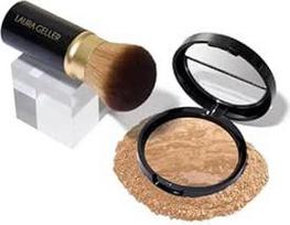 "Get Glowing" rinkinys (2 vnt.) "Baked Balance n Glow Highlighter" pudra vidutinio aukso tono + Kabuki "Airbrush" makiažo šepetėlis