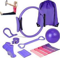 "HoldOneLight Pilates" rinkinys 13 dalių geresnis pilateso rinkinys namų treniruotėms 12 colių pilateso ratas Jogos žiedas Pilateso kamuolys Pasipriešinimo juostos Pilateso kojinės Pilateso rinkiniai moterims Dovana