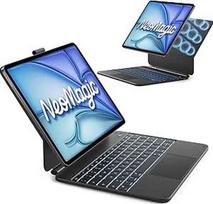 "Inateck NeoMagic" magnetinės klaviatūros dėklas "iPad Air" 13 colių, "iPad Pro" 12,9 colių 6/5/4/4/3 kartos, didelis pelės manipuliatorius, LED Smart Power ekranas, 7 spalvos, 3 lygių apšvietimas, QWERTZ, su rašiklio laikikliu, KB903
