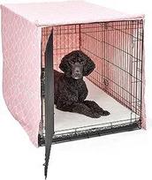 "New World Pet Products" šunų dėžių dangtis tinka "New World" ir "Midwest" 48 colių šunų dėžėms, rožinis dizainerio raštas