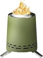 "Onlyfire" mažo dūmingumo mini stalo židinys, nešiojamasis stalo židinys su krepšiu, sodo, terasos, balkono židinys, skirtas granulėms ir medienai, su stovu, nerūdijantis plienas, žalias