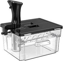 "Sous Vide" indas su dangčiu, "Sous Vide" indas su stovu, 11 l, skirtas "Sous Vide" lazdelinei keptuvei, kelių prekės ženklų, tinkamas daugiafunkcis, su dvigubomis durelėmis, skaidrus, polikarbonatas, be BPA