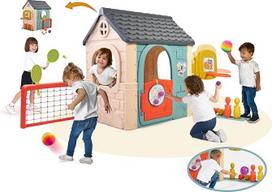 FEBER - "Casual 6 Activities House", žaidimų namelis su 6 spalvų žaidimų veiklomis ir priedais, atsparus saulės spinduliams, lengvai surenkamas, tinkamas nuo 3 metų, "Famosa" (FEH23000)