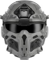 Zhongren All-In-One Airsoft Full Face Mask Taktinis šalmas su įmontuota taktine ausine, Anti-Fog Fan, Visor Sliding Goggles for Military Airgun Cosplay CS Paintball Hunting