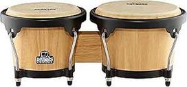 "Nino Percussion" medinis bongo instrumentas - muzikos instrumentas vaikams nuo 5 metų - 2 rankiniai būgnai - Siamo ąžuolo, natūralios ir juodos spalvos (NINO3NT-BK)