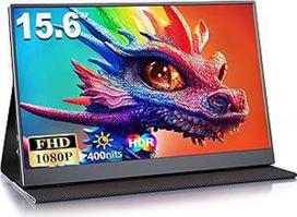 Nešiojamasis monitorius, 15,6 colių nešiojamasis monitorius, IPS FHD 1080P HDR, išorinis mobilusis ekranas su mini HDMI C tipo jungtimi, skirtas nešiojamajam kompiuteriui, "Mac", PS5, "Xbox