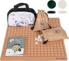 SongYuan kelionių rinkinys / apverčiama 19x19 13x13 odinė lenta / 361 viengubos išgaubtos glazūros akmenys / Baduk WeiQi