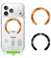 Juodas / oranžinis magnetinis Magsafe žiedas telefonams "Tech-Protect MMP-210 Magnetic Magsafe Ring 2-Pack"