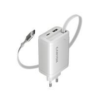 CANYON charger OnCharge 65RC Build-In Cable USB-C 65W 1xPD 1xQC EU White