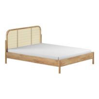 Natūralios spalvos iš ąžuolo masyvo dvigulė lova be grotelių 160x200 cm Olive Rotan – Vipack