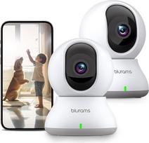"blurams" vidaus stebėjimo kamera, 2K, WLAN IP kamera, 360 laipsnių pasukama šunų kamera su dvipusiu garsu, IR naktiniu matymu, asmenų aptikimu ir judesio aptikimu (2,4 GHz "Wi-Fi") (2K-2PCS)