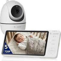 "Jané Eye Pro" kūdikių monitorius Kūdikių monitorius su besisukančia kamera, motorizuotu pakreipimu, 5 colių ekranu, dvipusiu garsu, naktiniu matymu, dideliu atstumu, su muzika, energiją taupančia baterija
