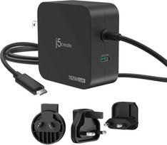 J5 create - 102W GaN PD USB-C 2-Port Charger, Interchangeable AC Plugs